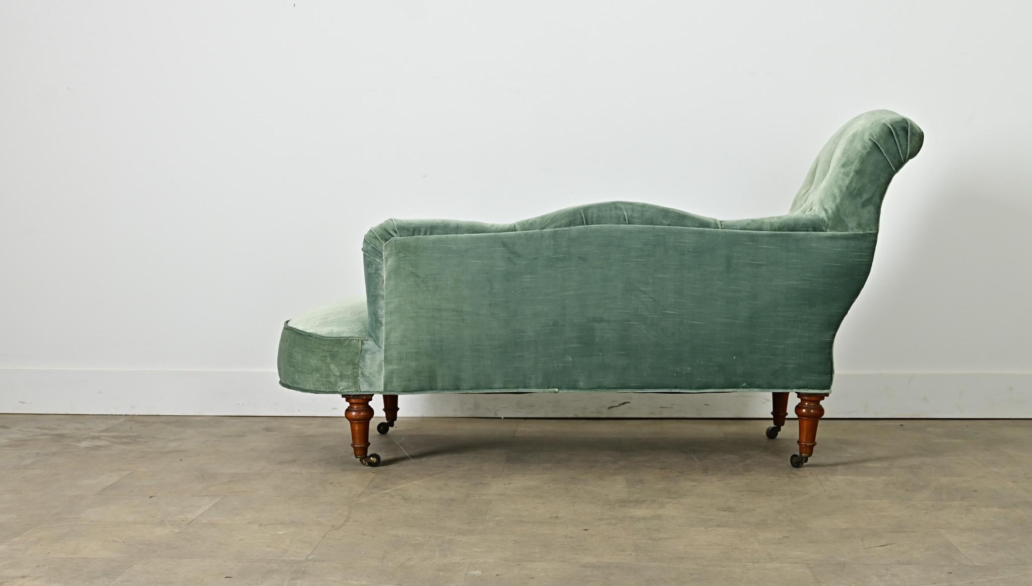 Chaise in velluto francese del XIX secolo in stile vittoriano in vendita 3
