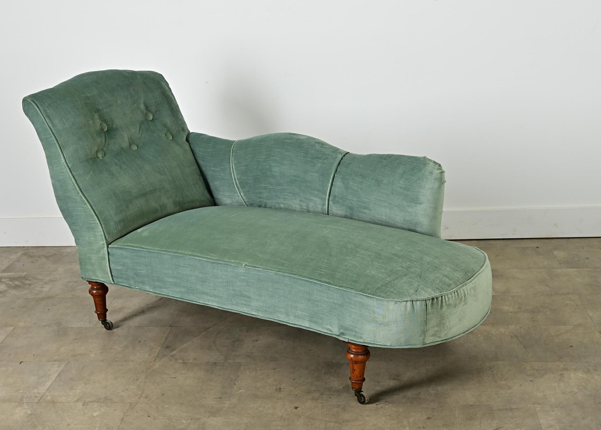 Chaise in velluto francese del XIX secolo in stile vittoriano in vendita 2