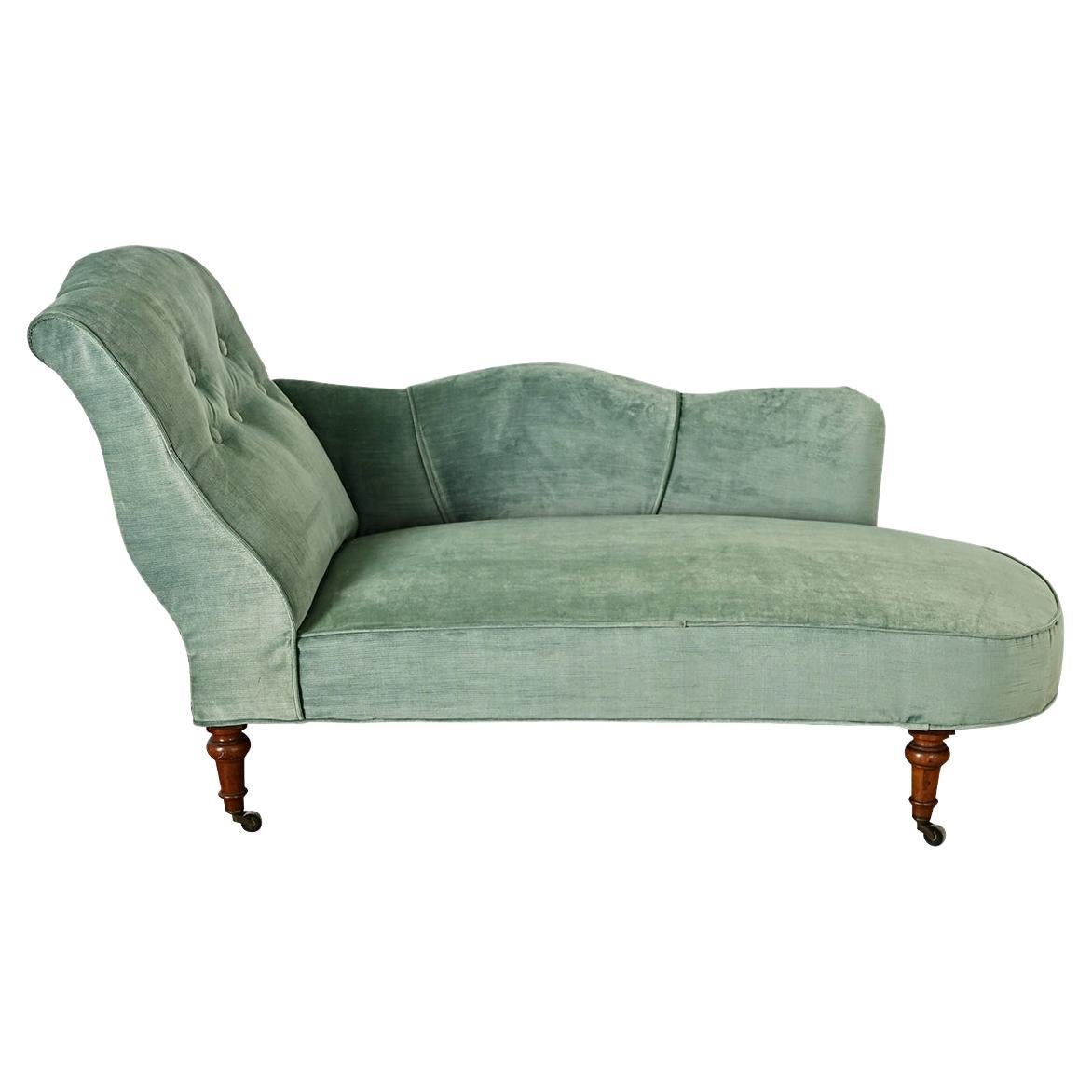 Chaise in velluto francese del XIX secolo in stile vittoriano