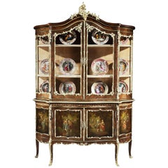 Antique French 19th Century Vitrine Display Cabinet in the Louis XV Vernis Martin Manner