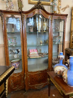 French 19th Century vitrine, marquetry inlay.