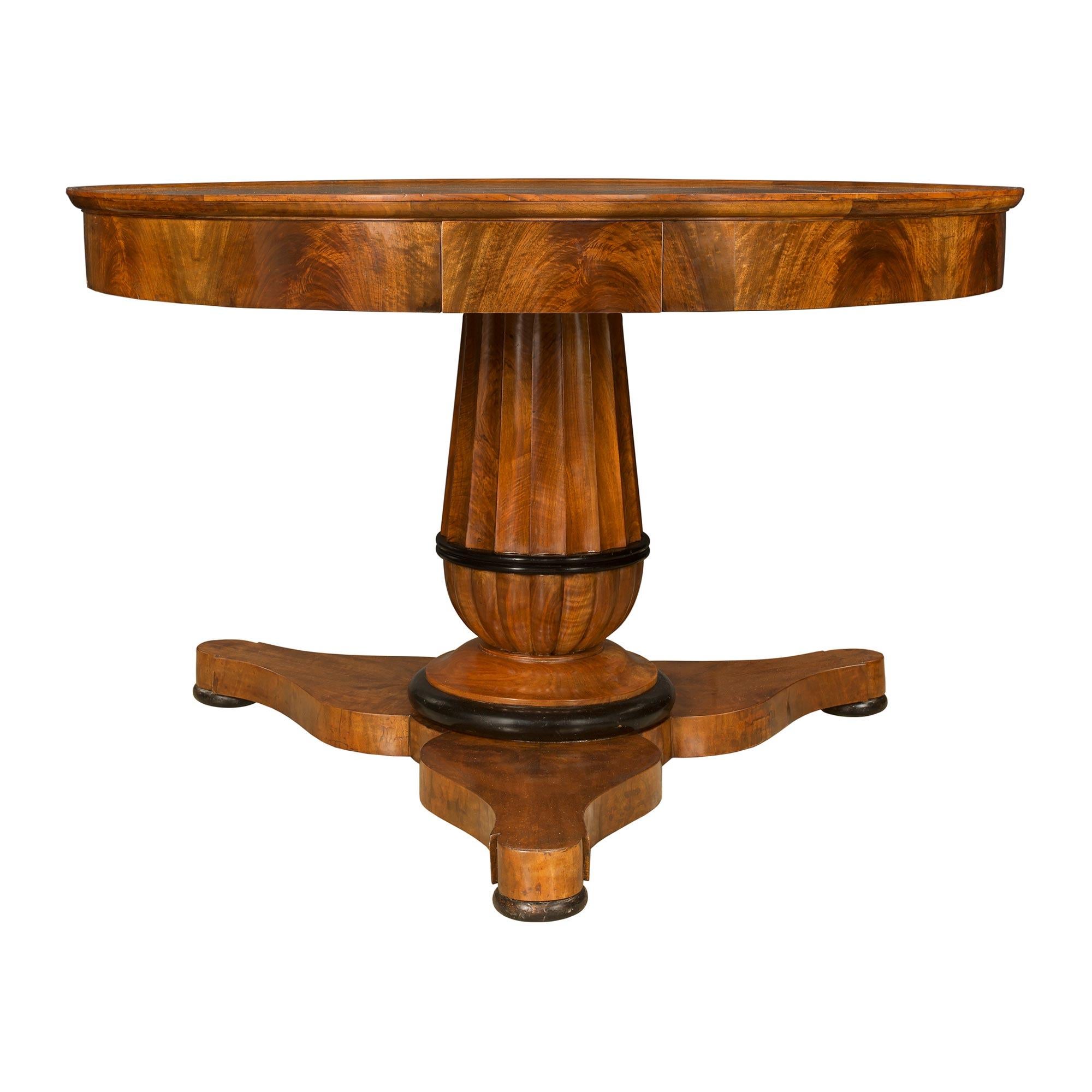 French 19th Century Walnut and Ebonized Fruitwood Center Table