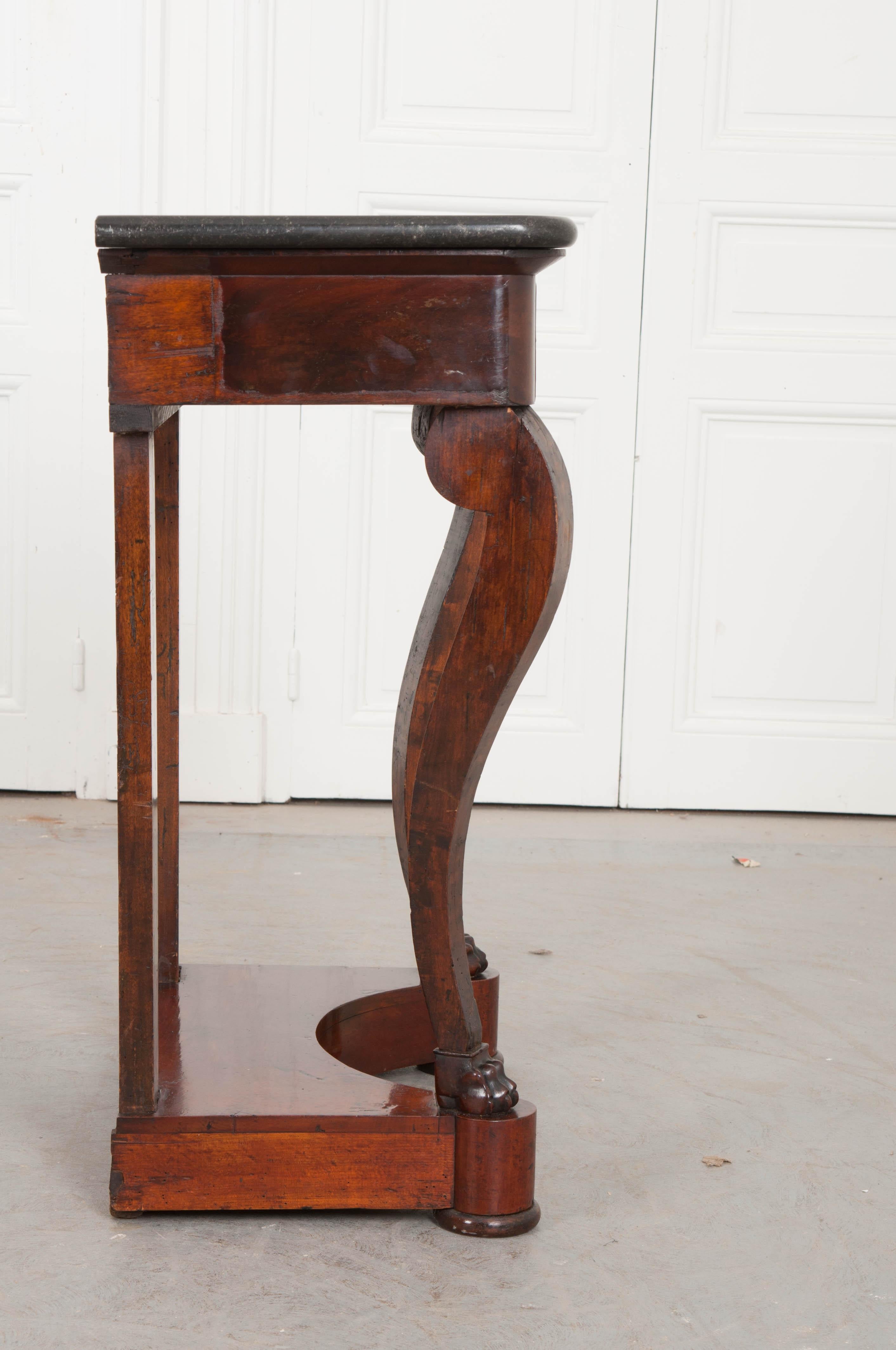 French 19th Century Walnut and Mahogany Restauration Console 3