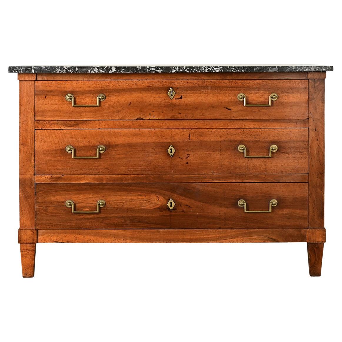 French 19th Century Walnut and Marble Commode For Sale