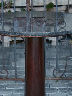 French 19th Century Walnut and Marble Side Table with Round Top and Brass Accent
