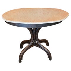 French 19th Century Walnut and Marble Top Oval Cocktail Table on Four Legs