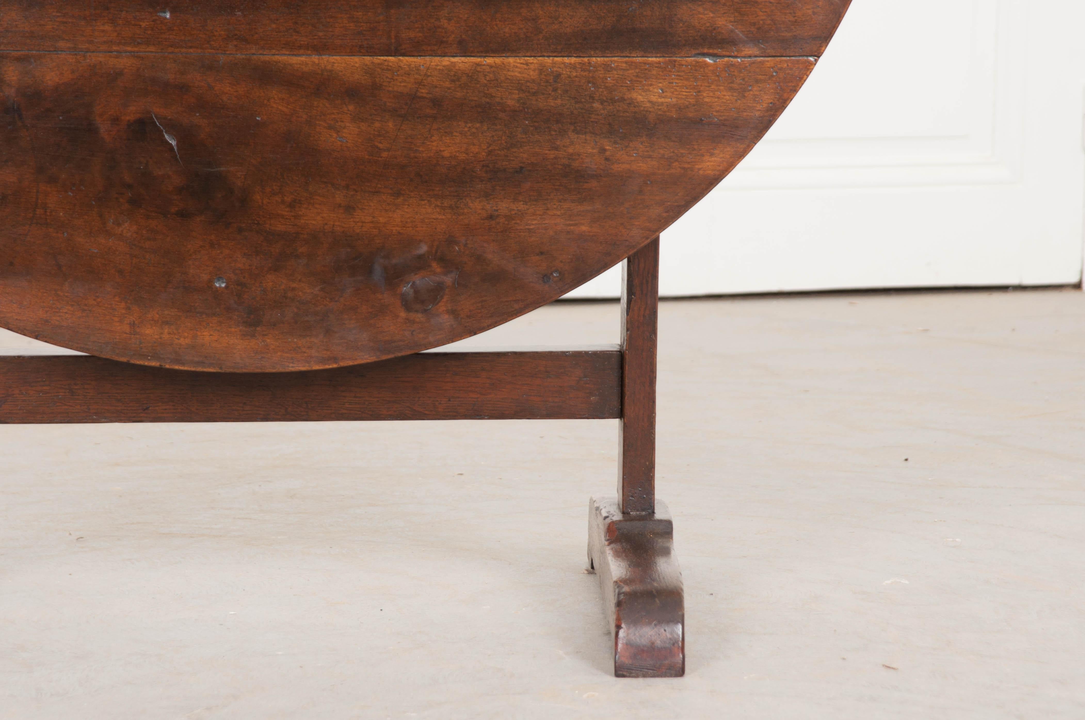 Patinated French 19th Century Walnut and Oak Wine Tasters Table