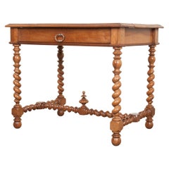 Antique French 19th Century Walnut Barley Twist Desk Table