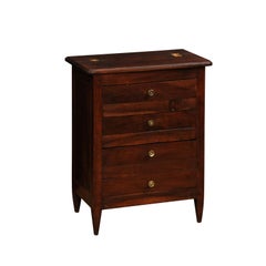 French 19th Century Walnut Bedside Table with Folding Top and Four Drawers
