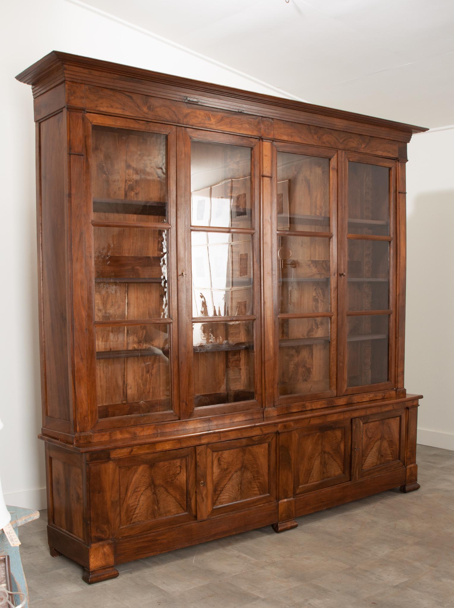 Hand-Crafted French 19th Century Walnut Bibliotheque For Sale