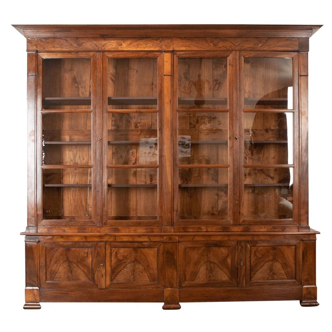 French 19th Century Walnut Bibliotheque For Sale