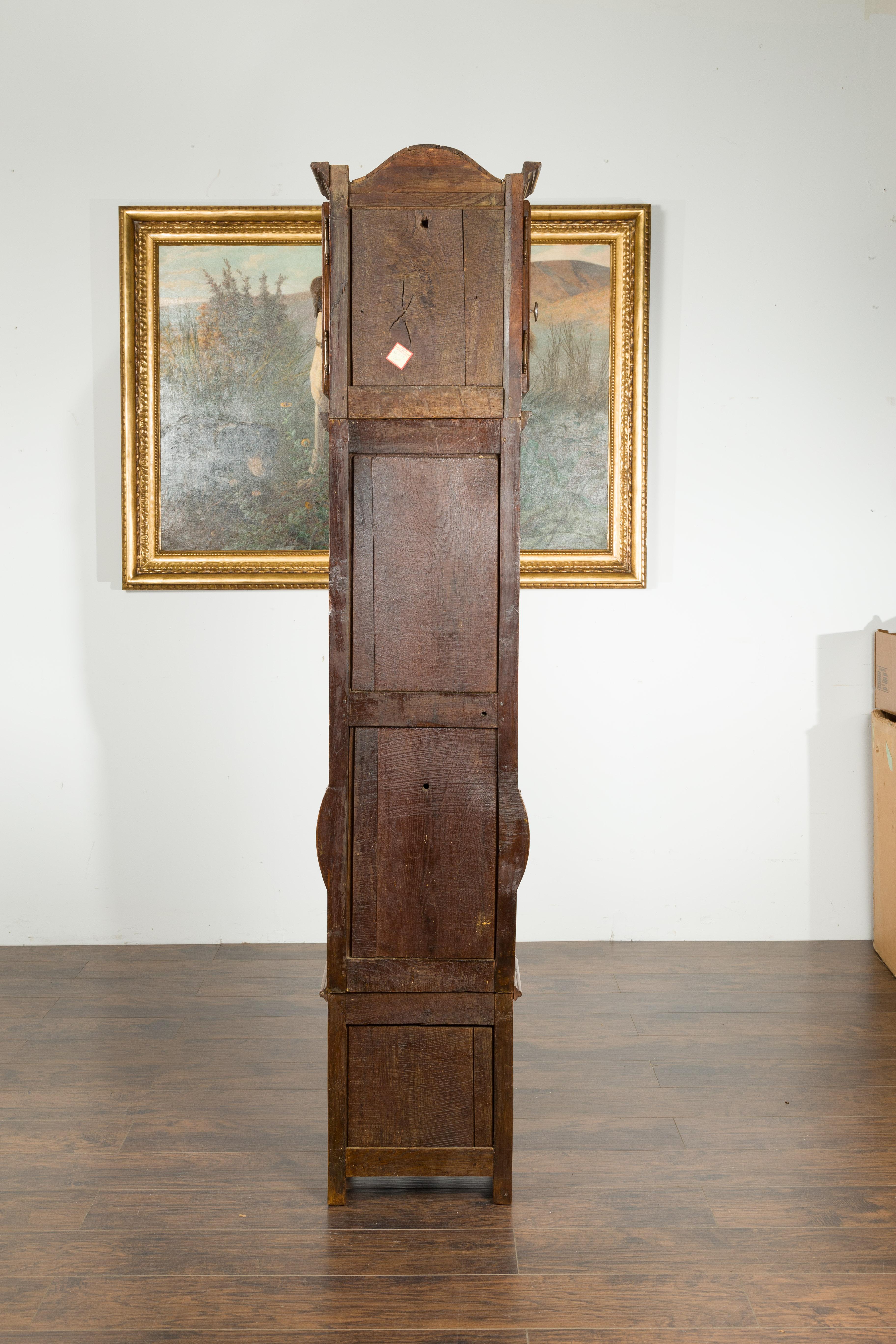 French 19th Century Walnut Bonnet Top Grandfather Clock with Griffin Motifs 12