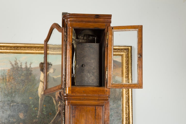 French 19th Century Walnut Bonnet Top Grandfather Clock with Griffin ...
