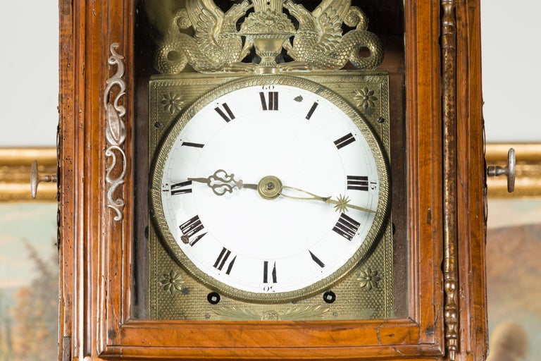 French 19th Century Walnut Bonnet Top Grandfather Clock with Griffin ...