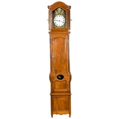 French 19th Century Walnut Bonnet Top Grandfather Clock with Griffin Motifs