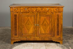 French 19th Century Walnut Buffet with Burled Drawers and Inlaid Doors