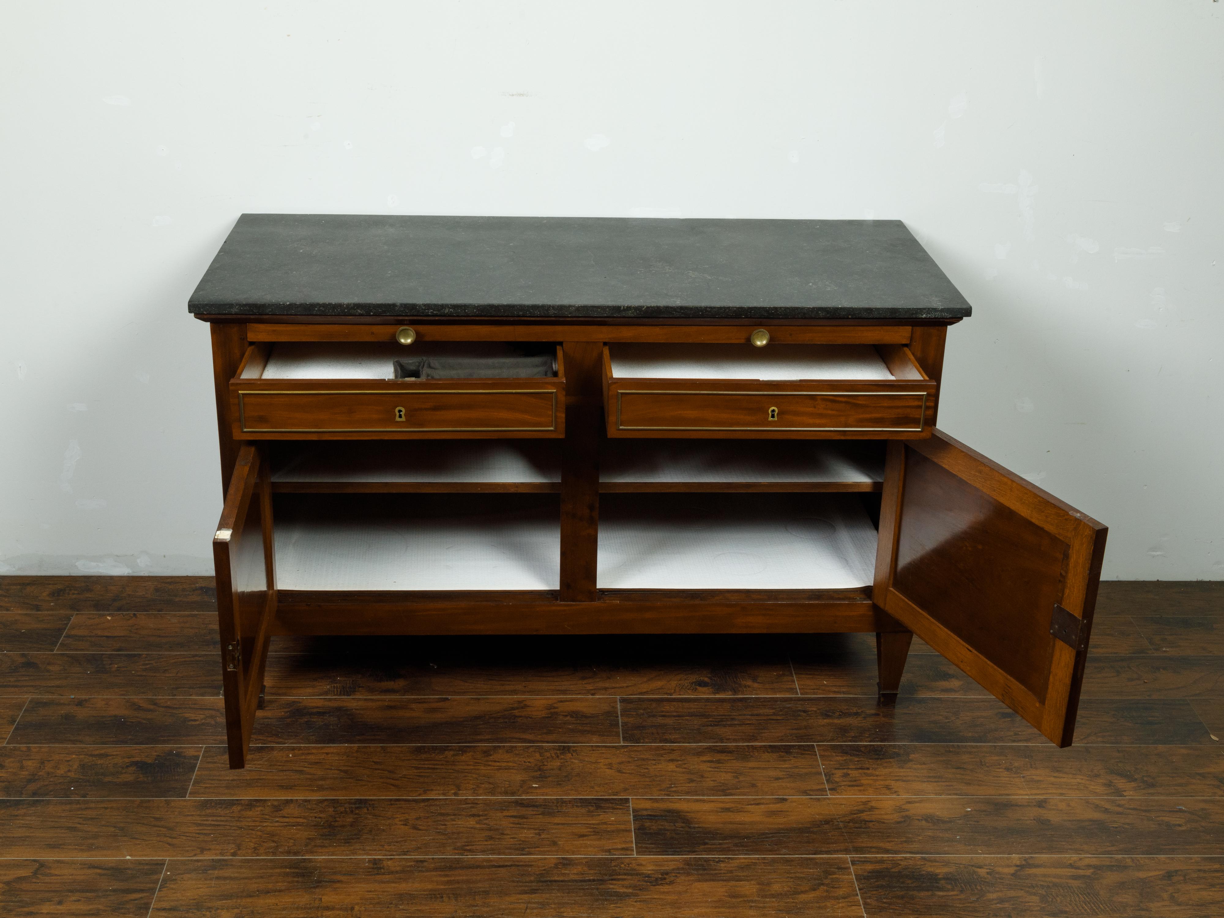 French 19th Century Walnut Buffet with Marble Top, Pull-Out, Drawers and Doors For Sale 2