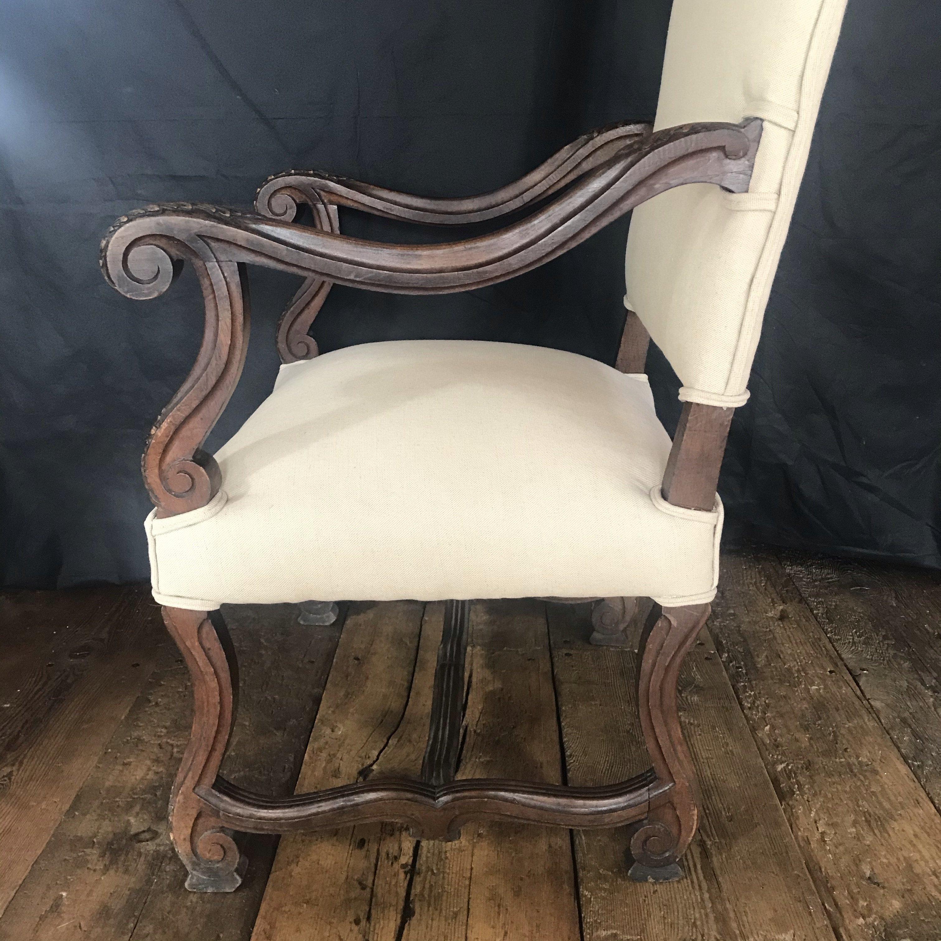 Upholstery French 19th Century Walnut Carved Louis XV Armchair