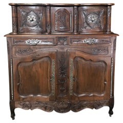 French 19th Century Walnut Carved Provencal Louis XV Buffet or Sideboard