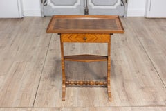 French 19th Century Walnut, Cherry and Mahogany Tray Top Table with Marquetry