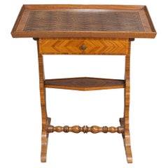 French 19th Century Walnut, Cherry and Mahogany Tray Top Table with Marquetry