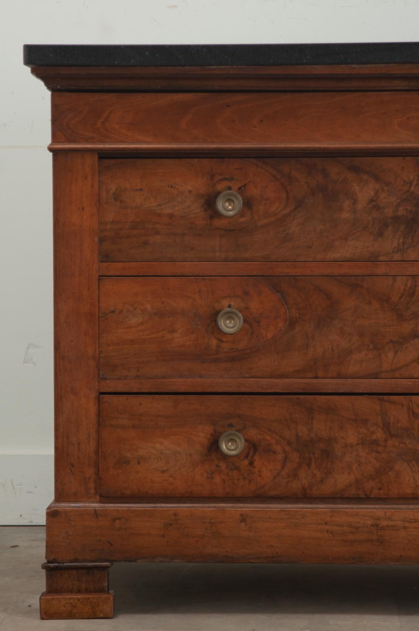 Hand-Carved French 19th Century Walnut Commode For Sale