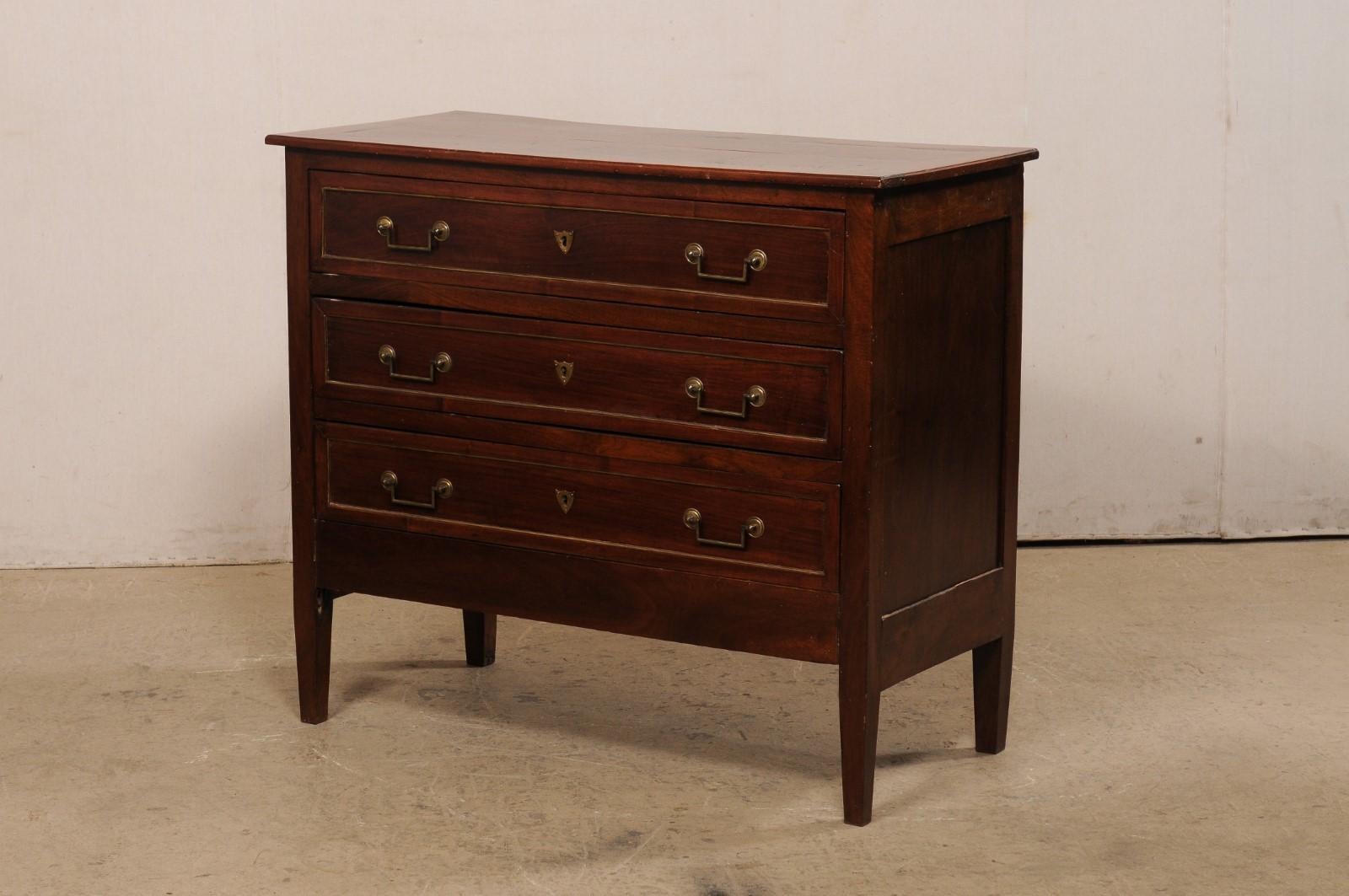 French 19th Century Walnut Commode with Three Drawers 8