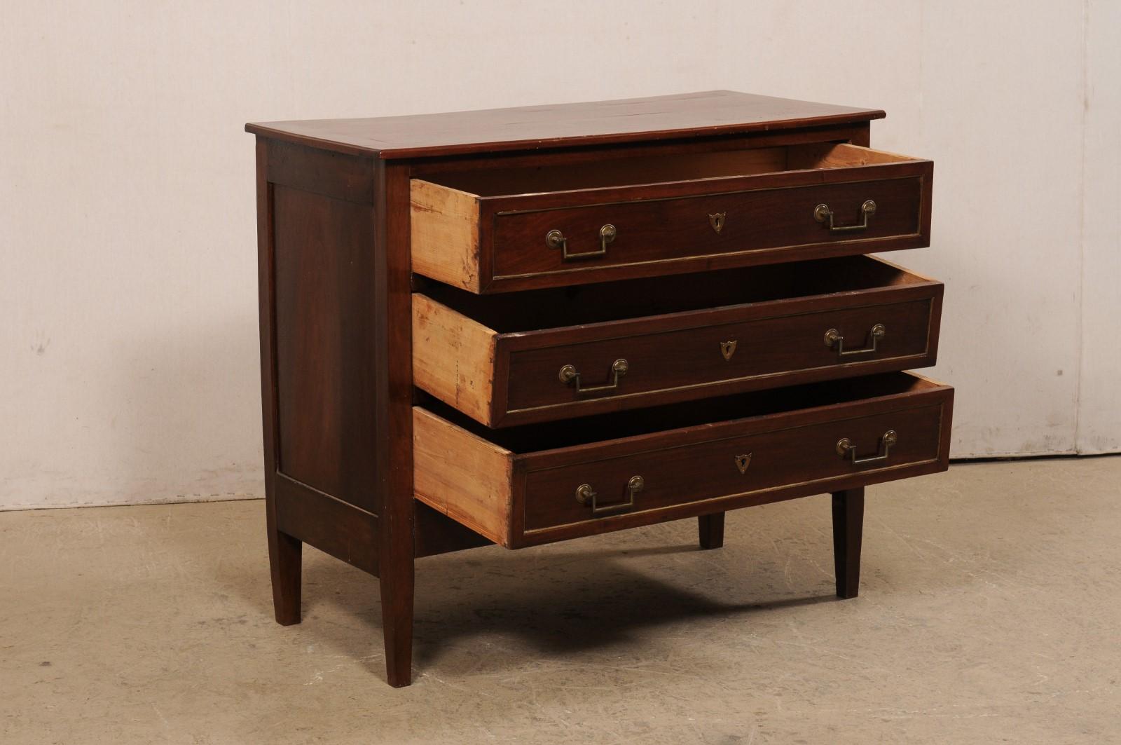French 19th Century Walnut Commode with Three Drawers In Good Condition In Atlanta, GA