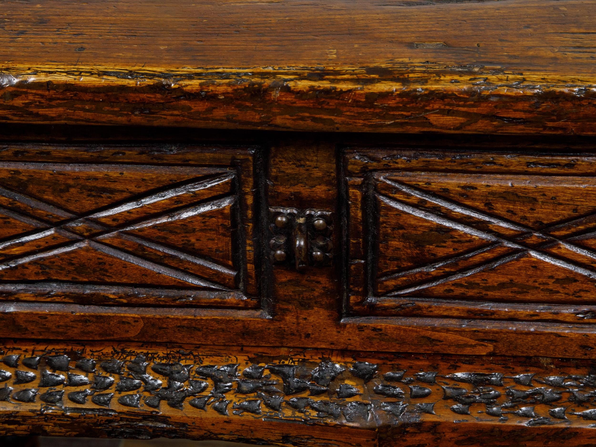 French 19th Century Walnut Console Table with Two Carved Drawers For Sale 8
