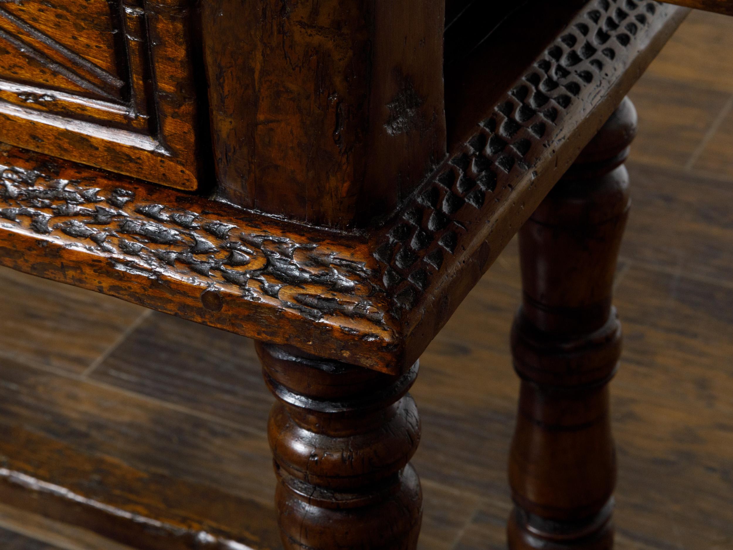French 19th Century Walnut Console Table with Two Carved Drawers For Sale 10