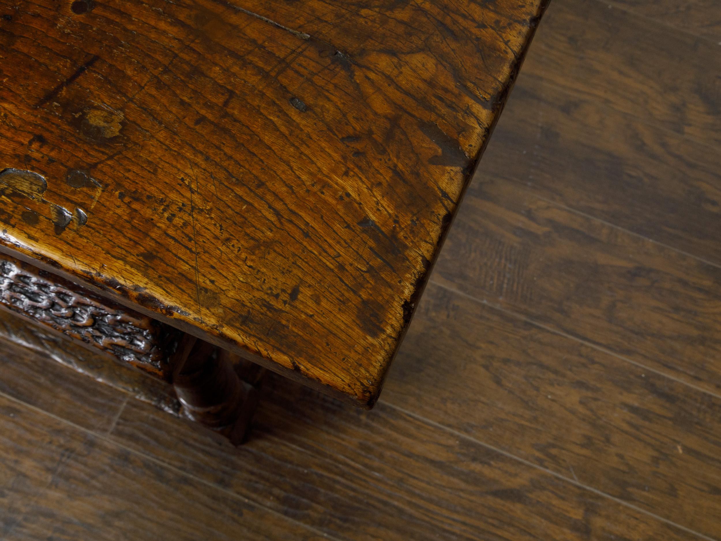 French 19th Century Walnut Console Table with Two Carved Drawers For Sale 11
