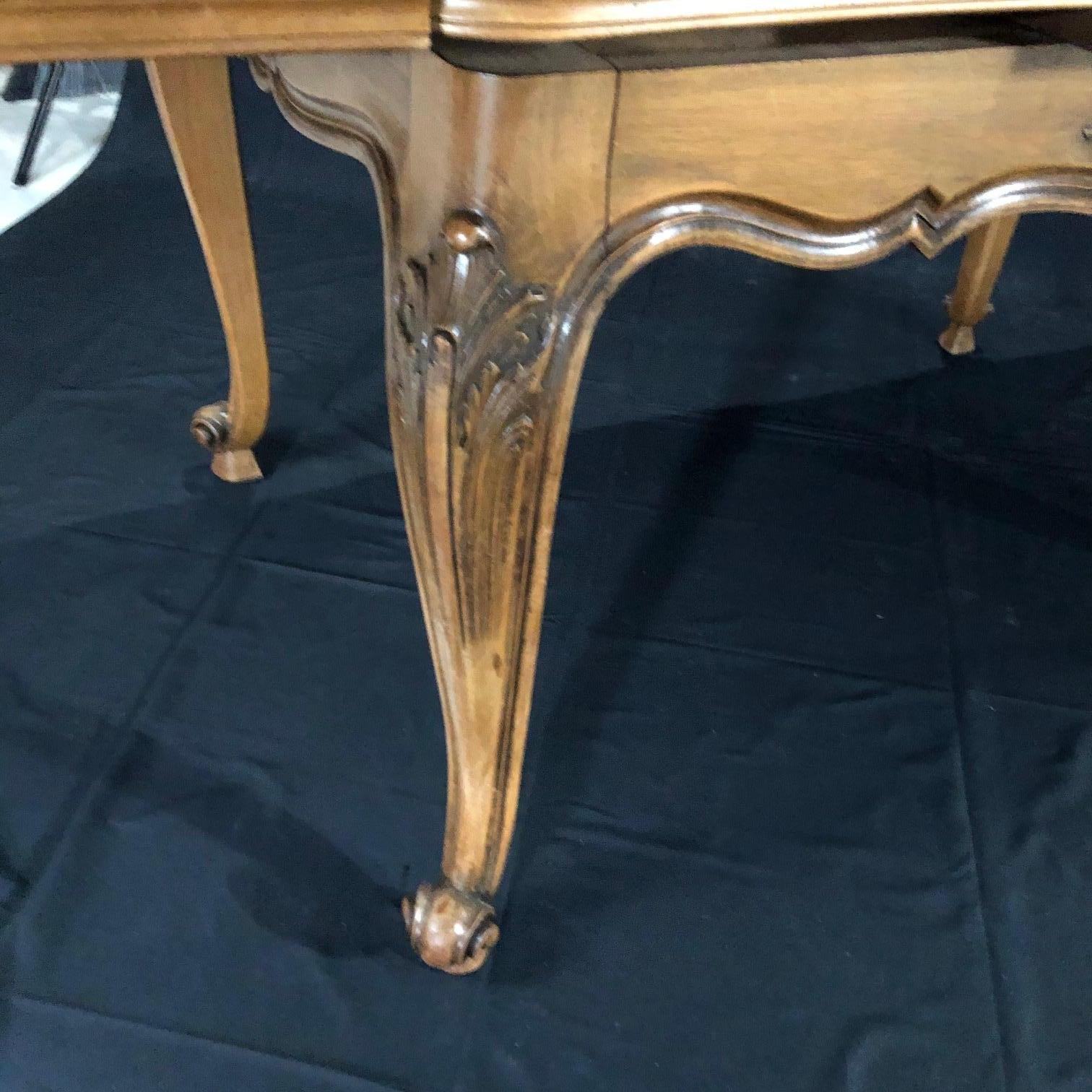 French Provincial French 19th Century Walnut Country French Parquet Inlay Dining Table