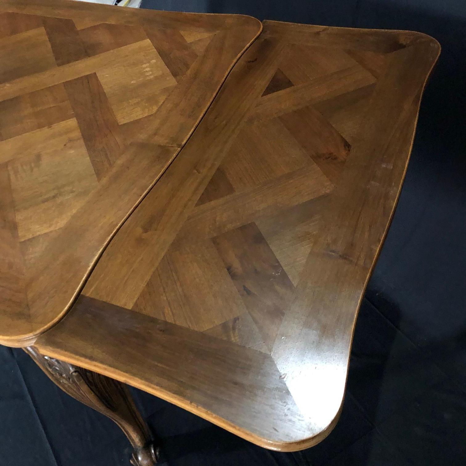 French 19th Century Walnut Country French Parquet Inlay Dining Table 4