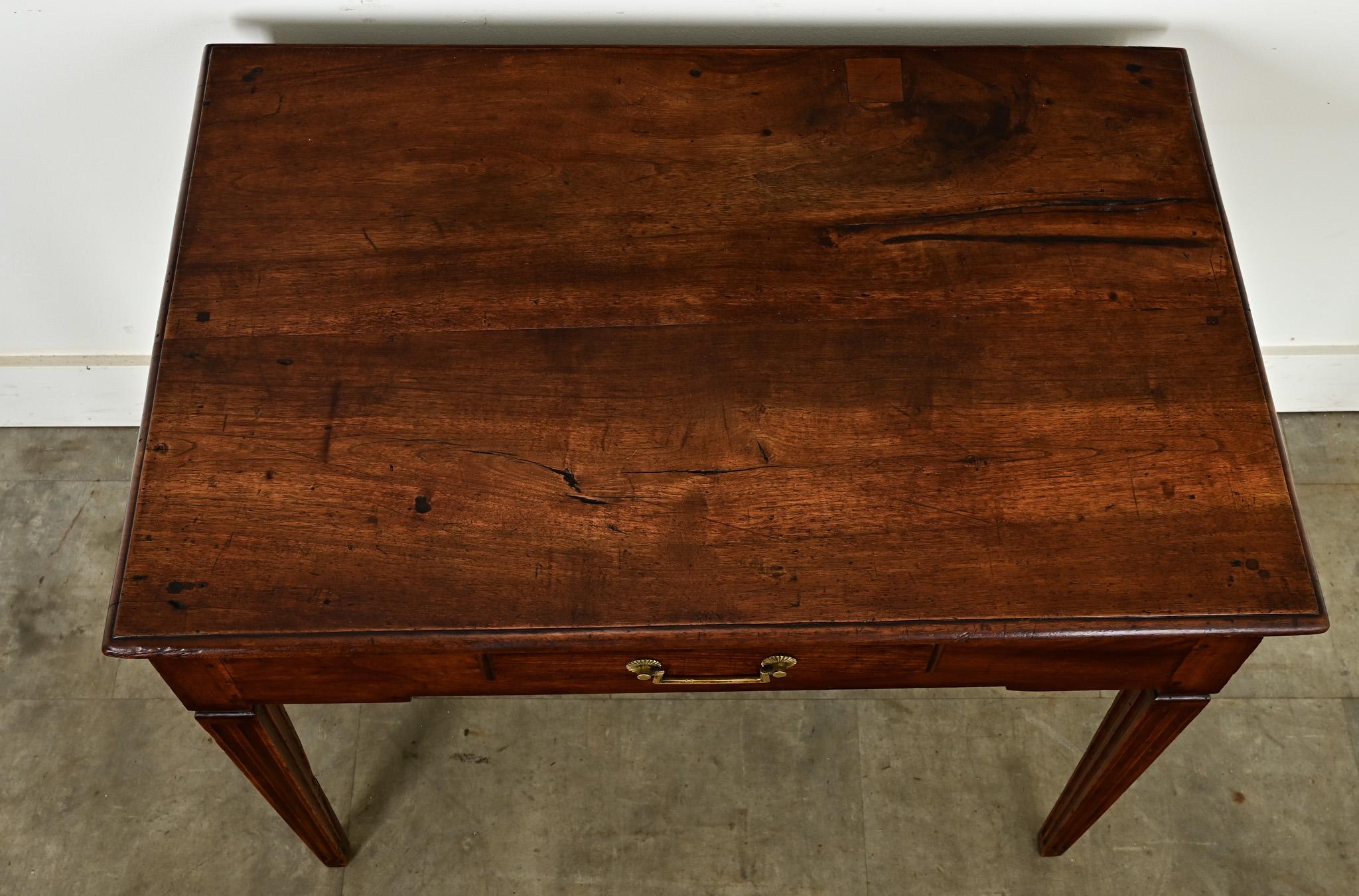 Carved French 19th Century Walnut Desk-Side Table For Sale