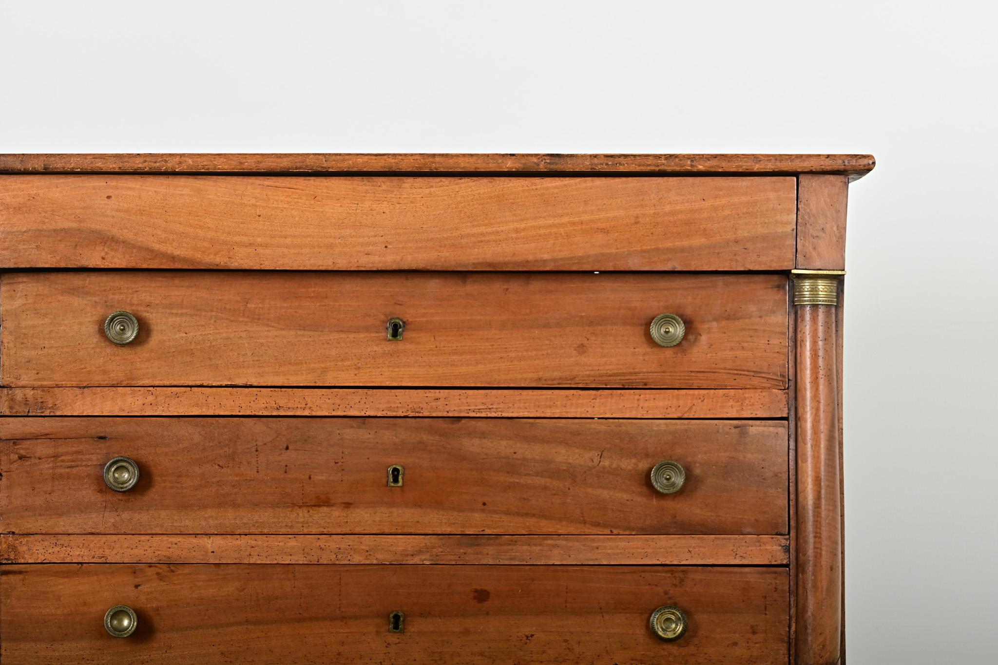 Carved French 19th Century Walnut Empire Commode For Sale