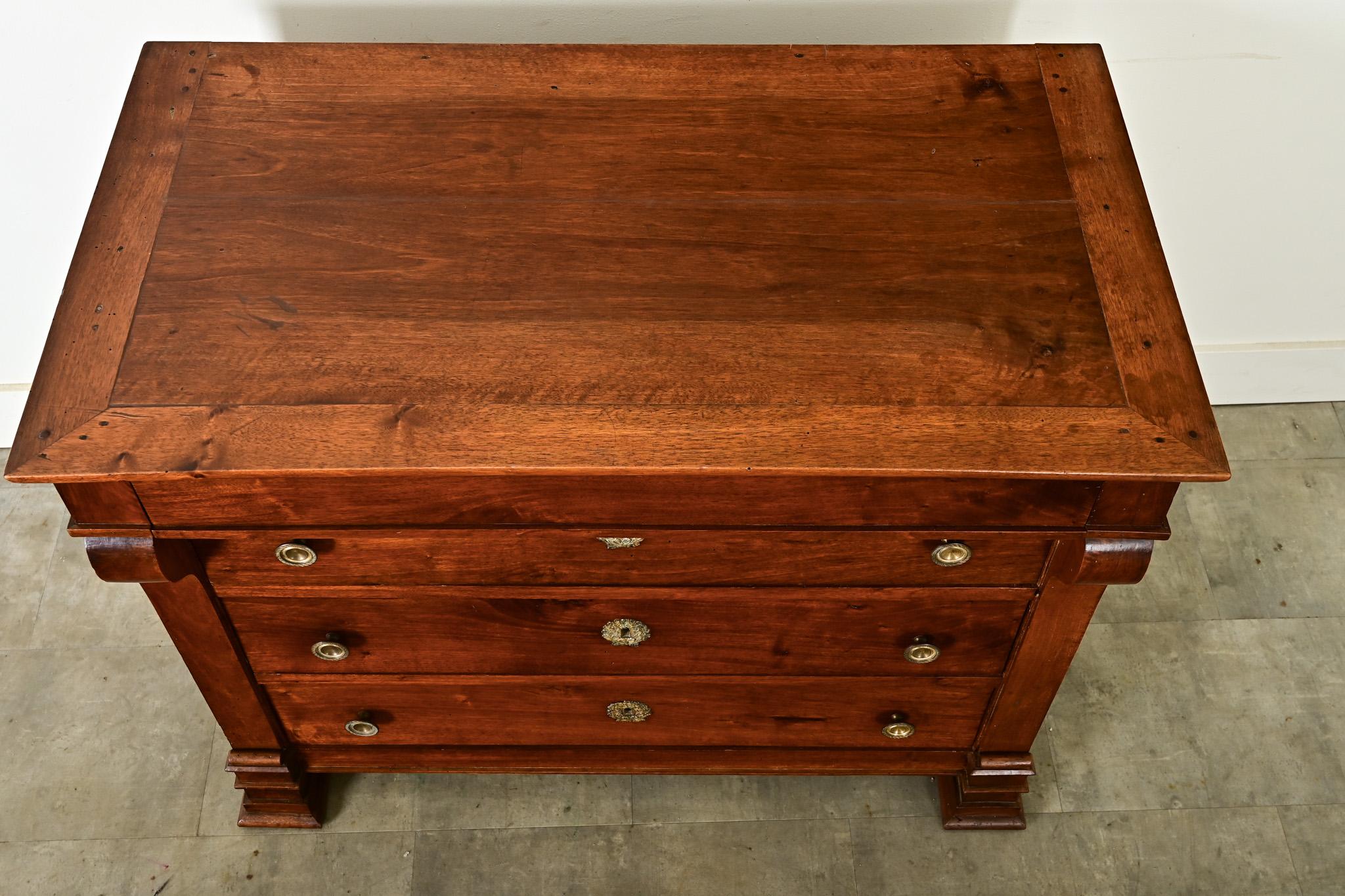 Brass French 19th Century Walnut Empire Style Commode