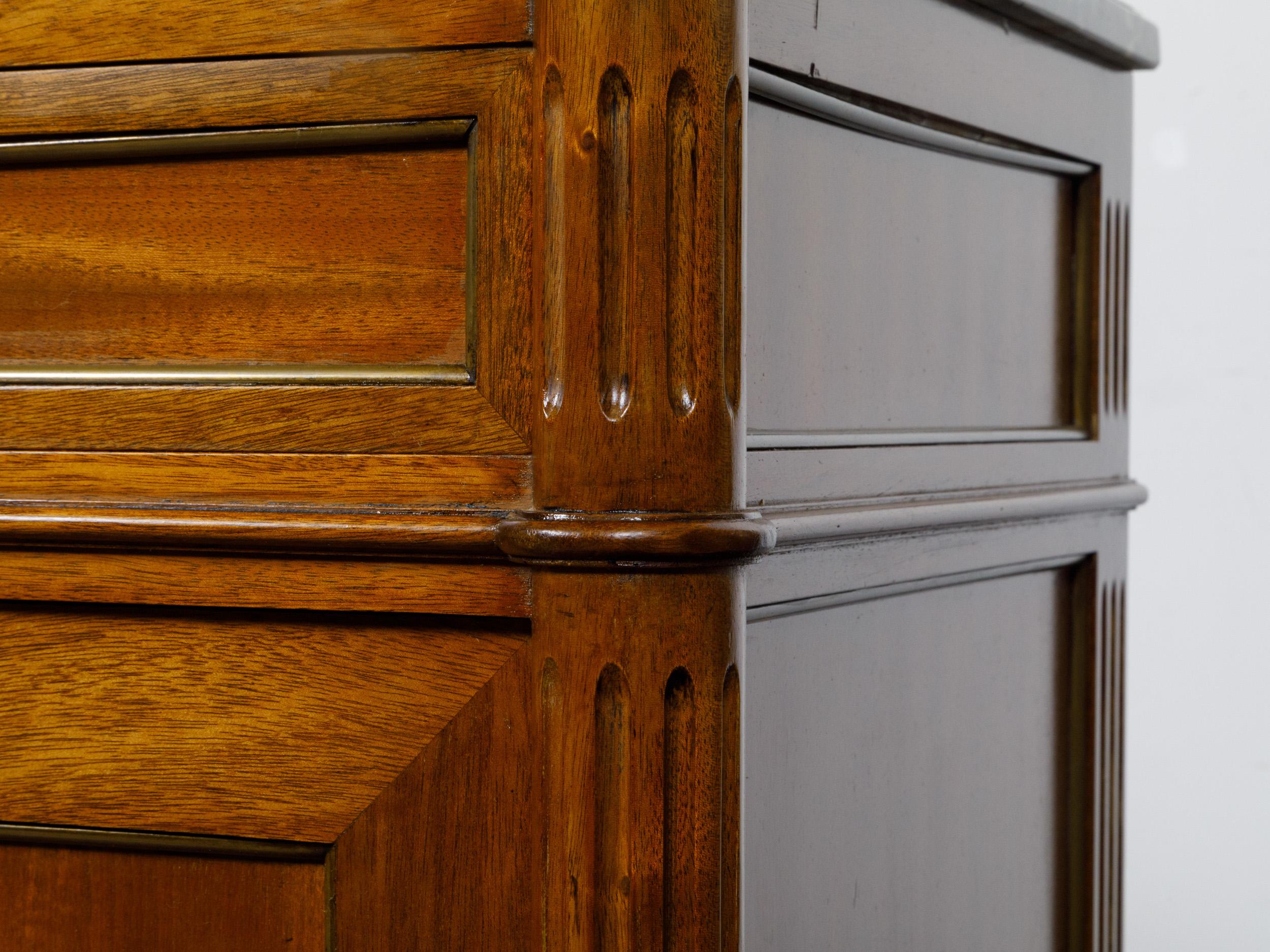 French 19th Century Walnut Enfilade with Gray Marble Top, Doors and Drawers 9