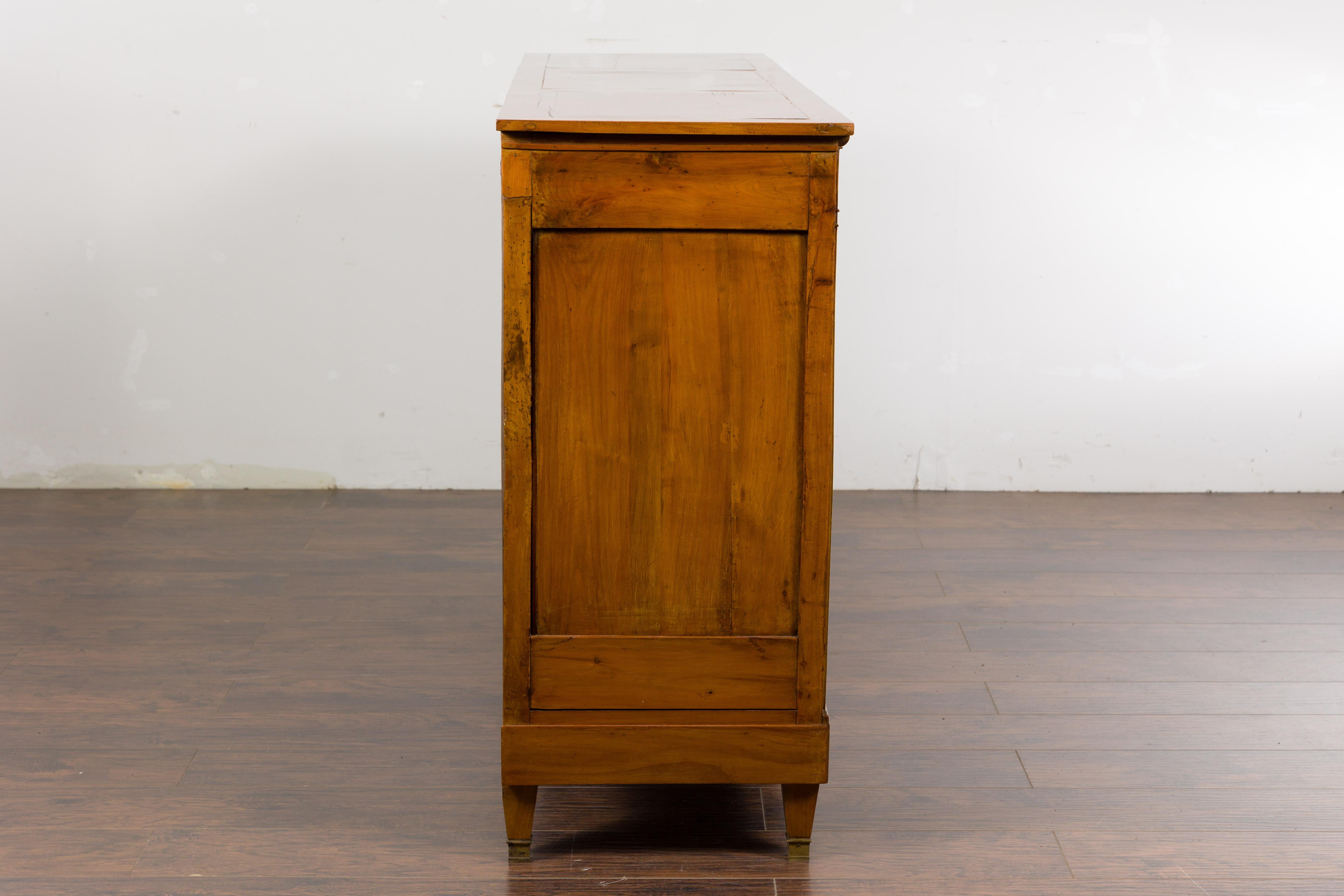 French 19th Century Walnut Enfilade with Three Drawers and Doors, Diamond Motifs For Sale 11