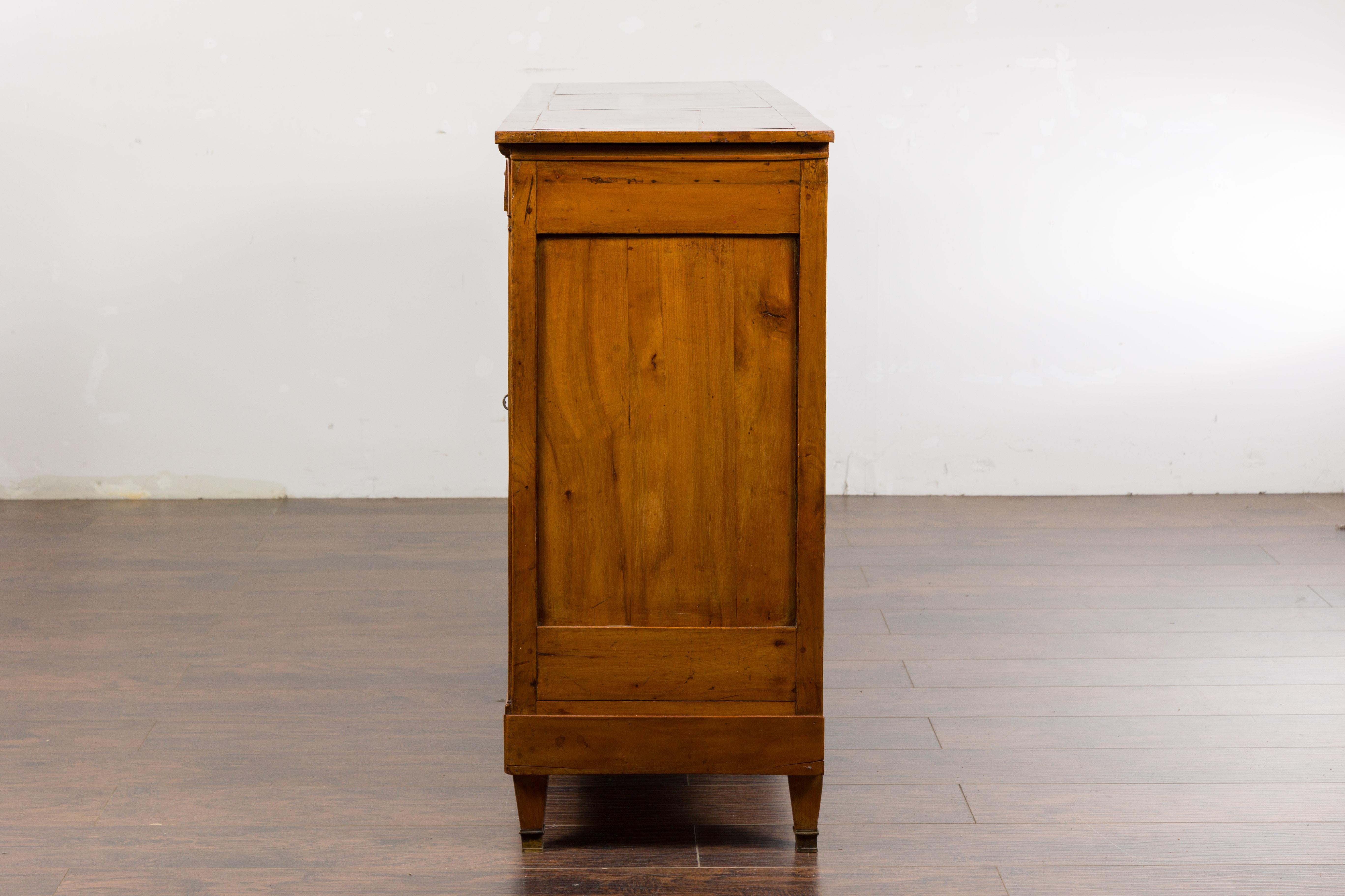 French 19th Century Walnut Enfilade with Three Drawers and Doors, Diamond Motifs For Sale 14