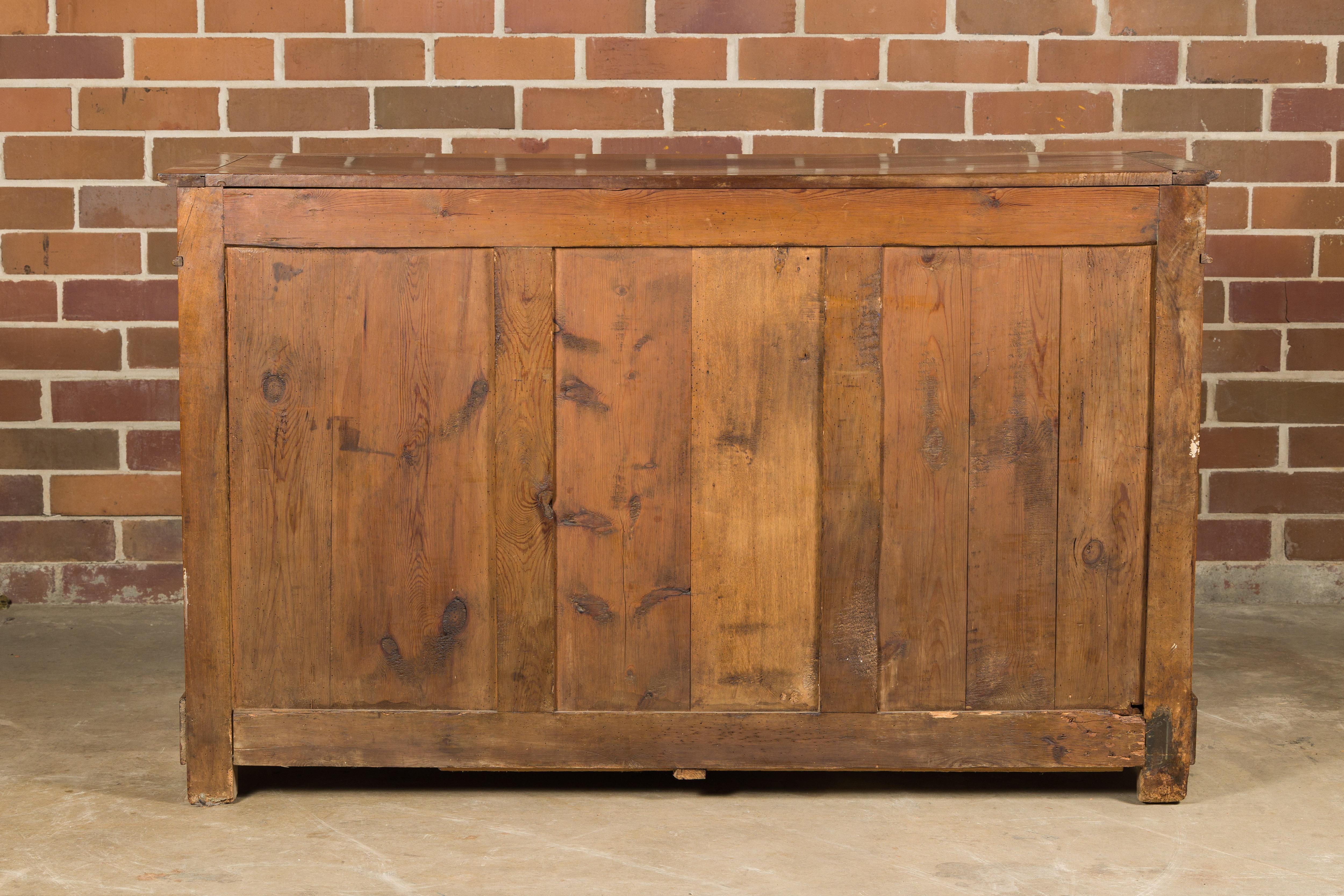 French 19th Century Walnut Enfilade with Three Drawers over Three Doors For Sale 13