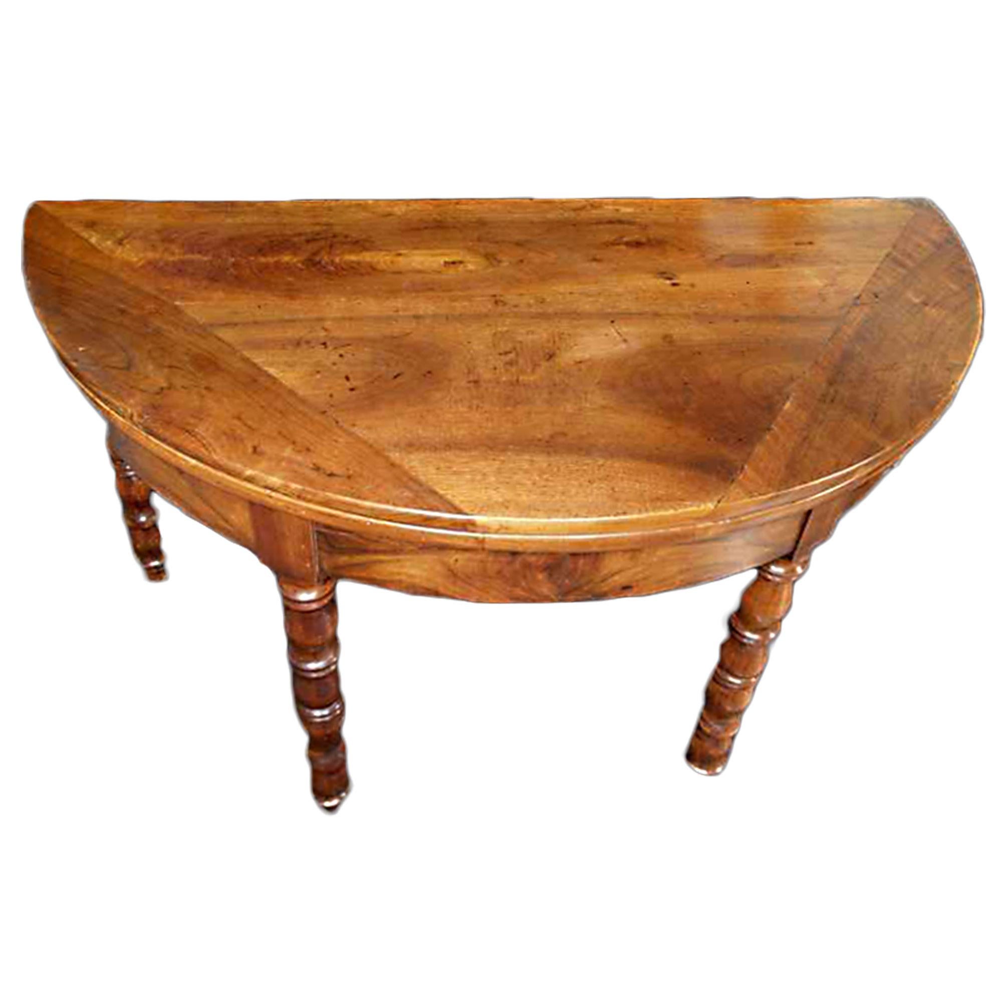French 19th Century Walnut Flip Top Country Dining Table/ Console In Good Condition For Sale In West Palm Beach, FL