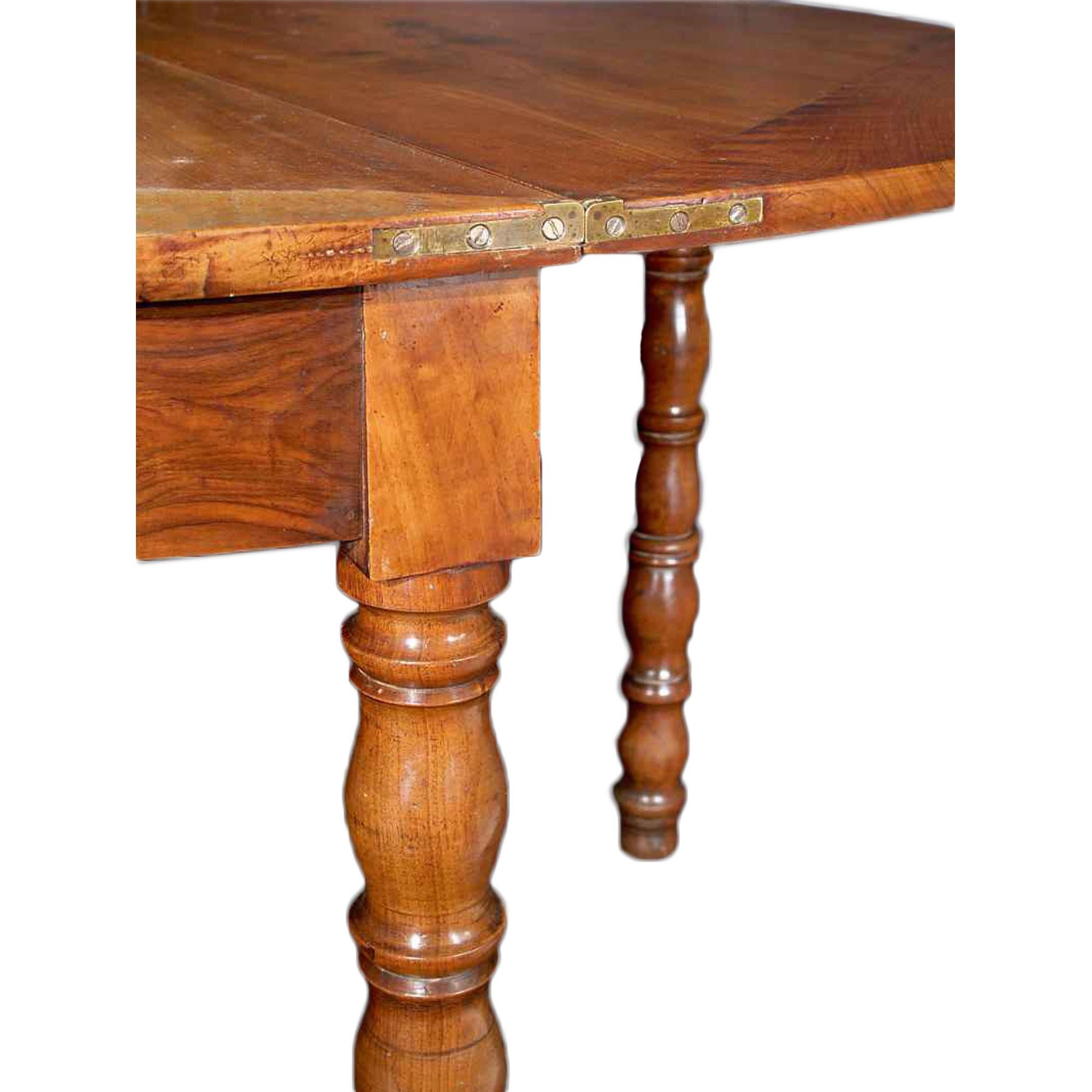 French 19th Century Walnut Flip Top Country Dining Table/ Console For Sale 1