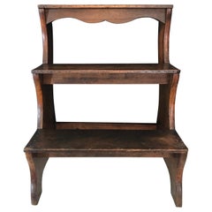 French 19th Century Walnut Library Steps