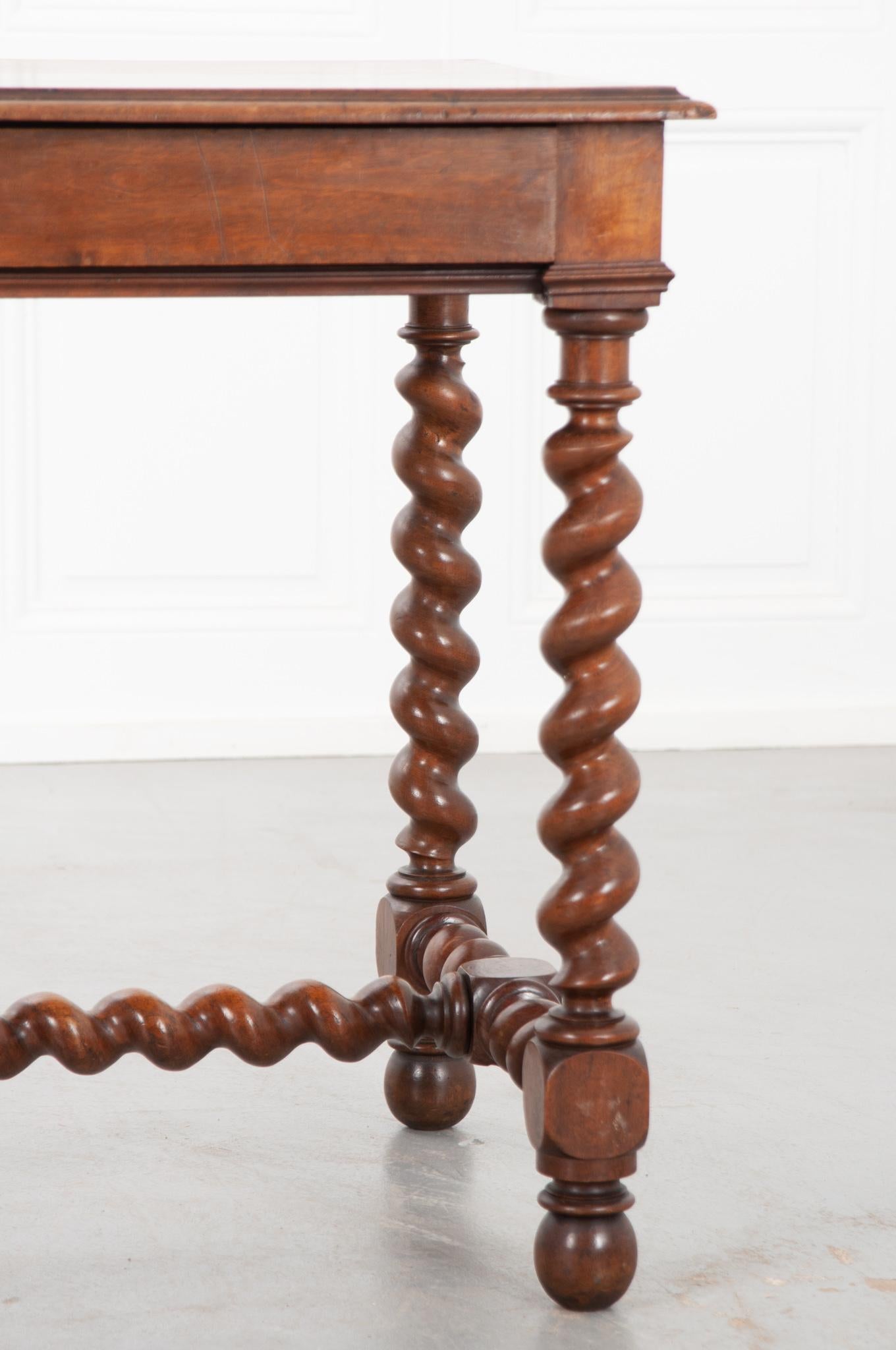 Cast French 19th Century Walnut Louis XIII-Style Writing Table