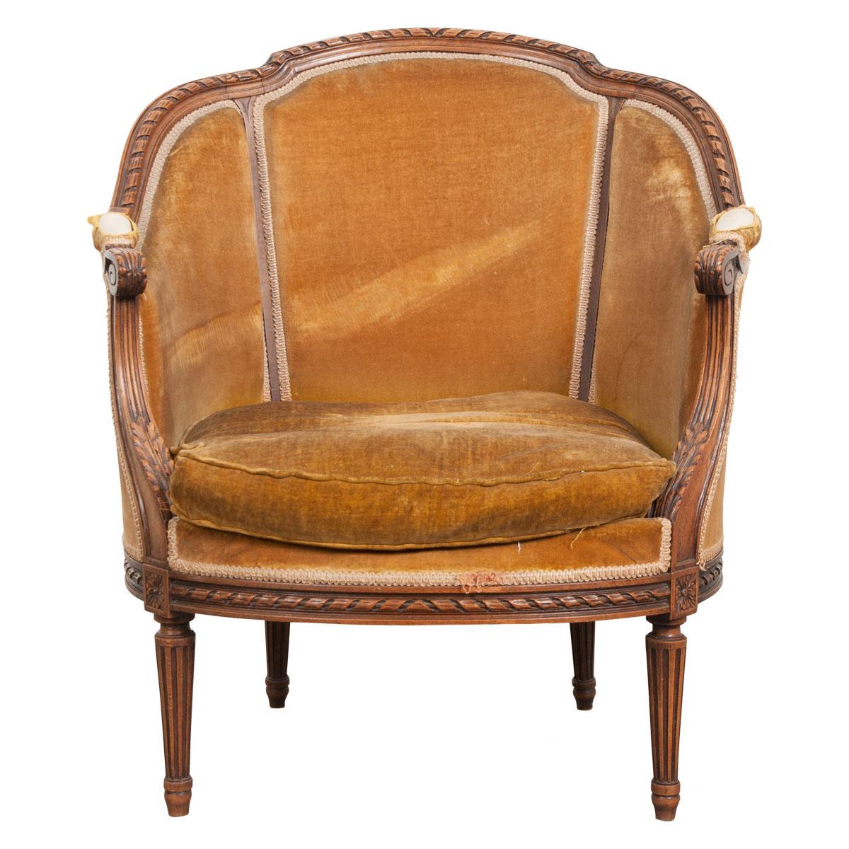 French, 19th Century Walnut Louis XVI Bergère