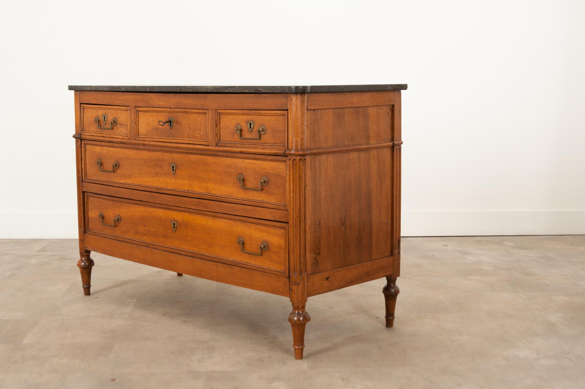 French 19th Century Walnut Louis XVI Style Commode For Sale 4