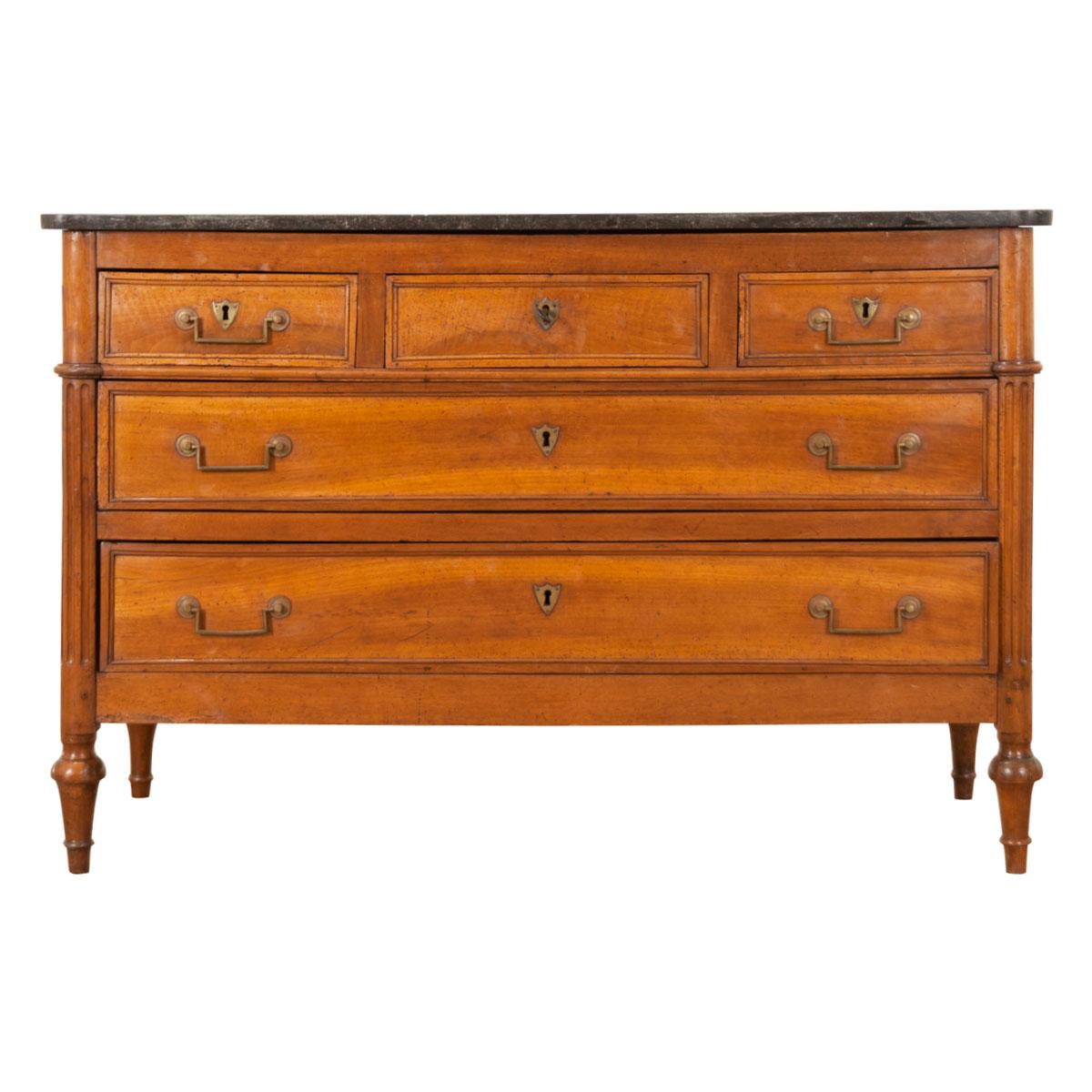 French 19th Century Walnut Louis XVI Style Commode For Sale