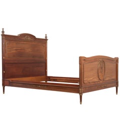 Antique French 19th Century Walnut Louis XVI Style Queen Bed
