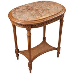 French 19th Century Walnut Louis XVI Table with Marble-Top