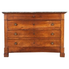 French 19th Century Walnut & Marble Top Commode